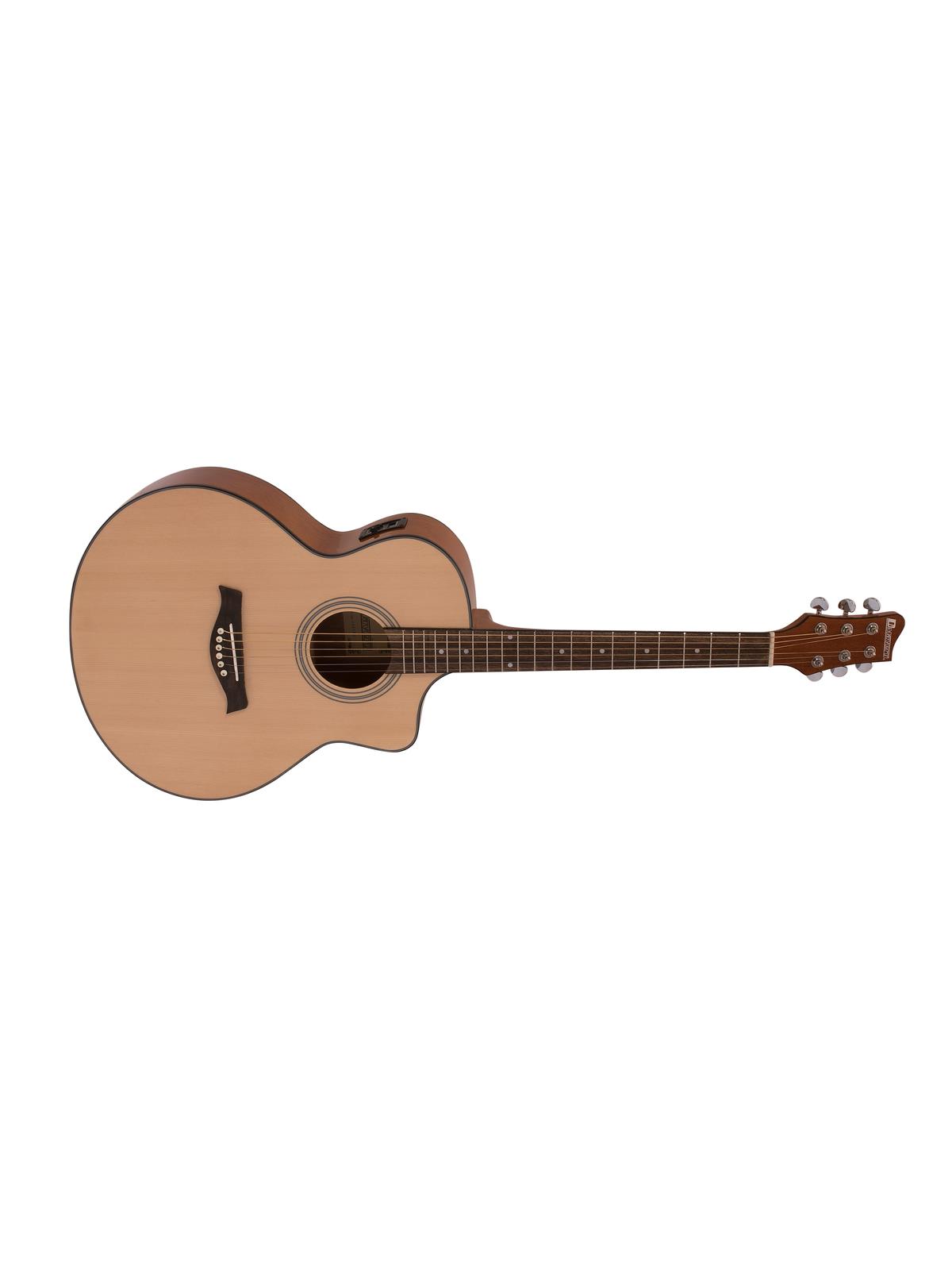 Dimavery STW-50, elektroakustická kytara typu Mini Jumbo, přírodní